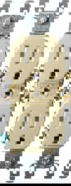 Straight Blade Duplex Receptacle: NEMA 5-15R, 15 Amps, Self-Grounding